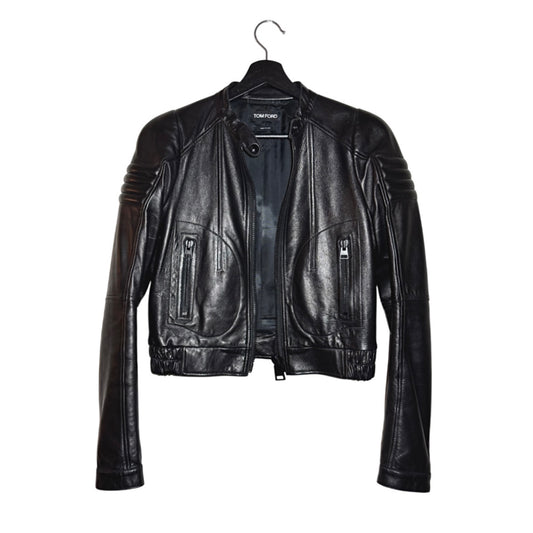 Tom Ford cropped lambskin moto jacket