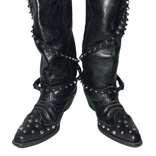 Junya Watanabe x CDG AW06 studded knee-high leather boots