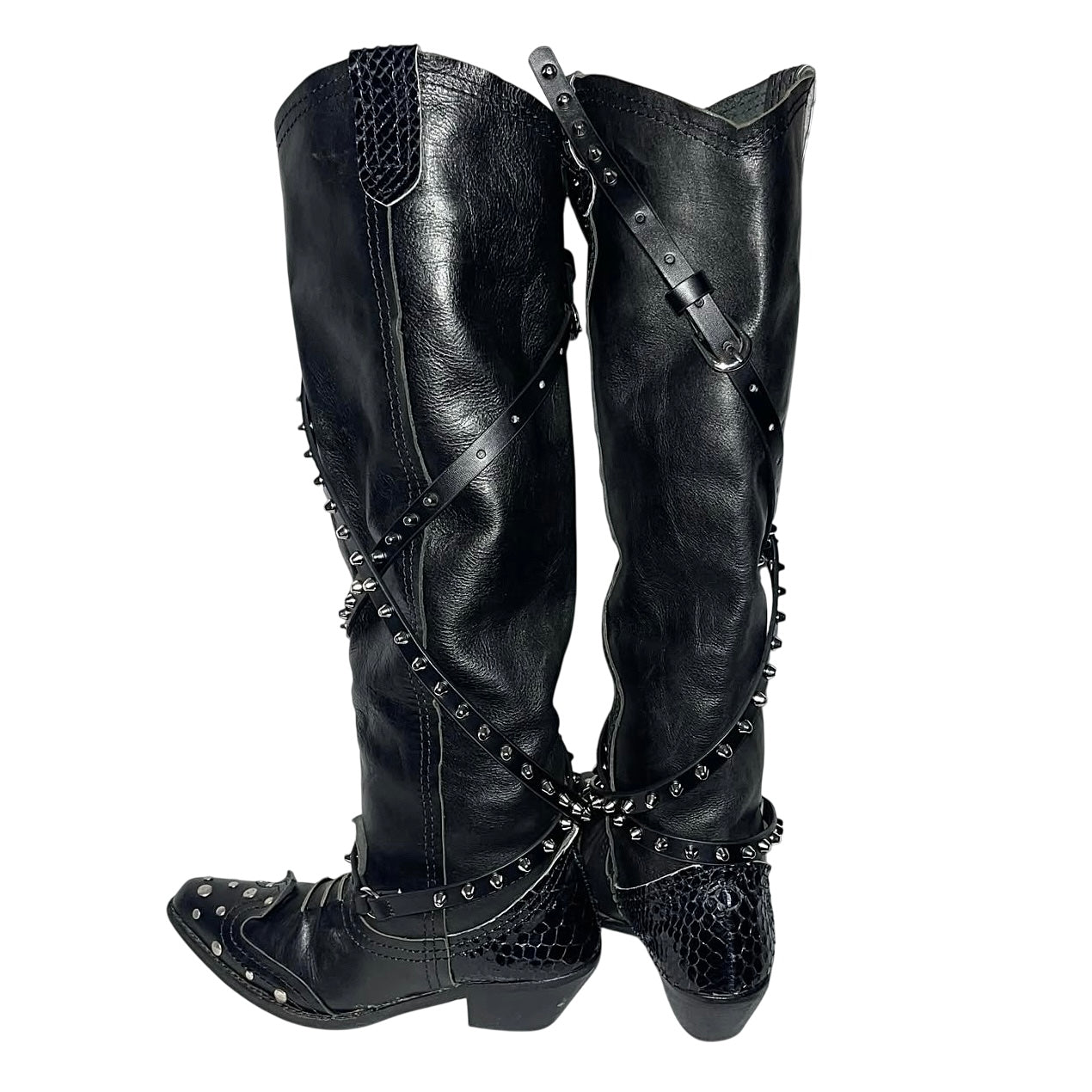 Junya Watanabe x CDG AW06 studded knee-high leather boots