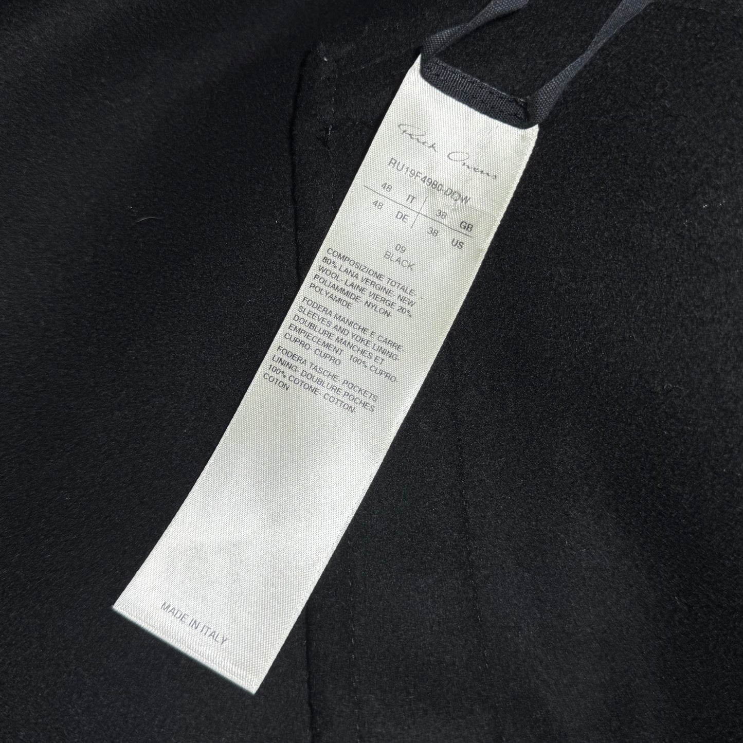 Rick Owens FW19 "LARRY" hooded fishtail wool parka