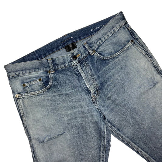 Saint Laurent D18 light wash slit-knee denim