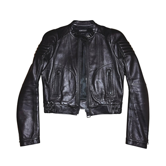 Tom Ford cropped lambskin moto jacket