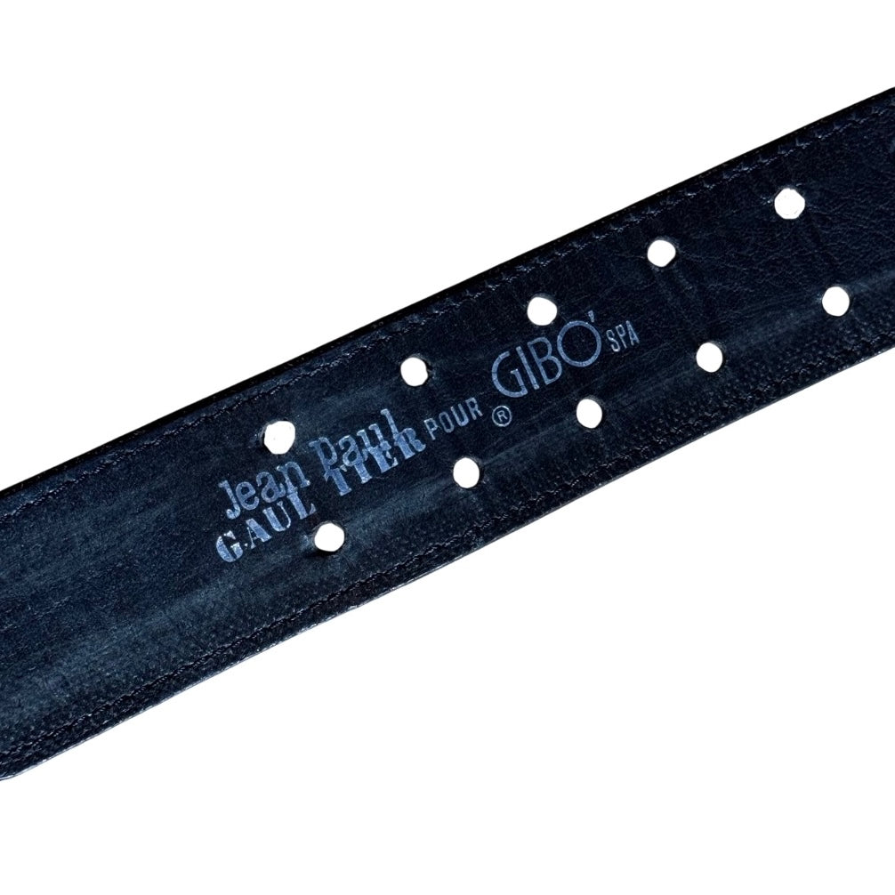 80's Jean Paul Gaultier by Gibo swan embroidery leather belt