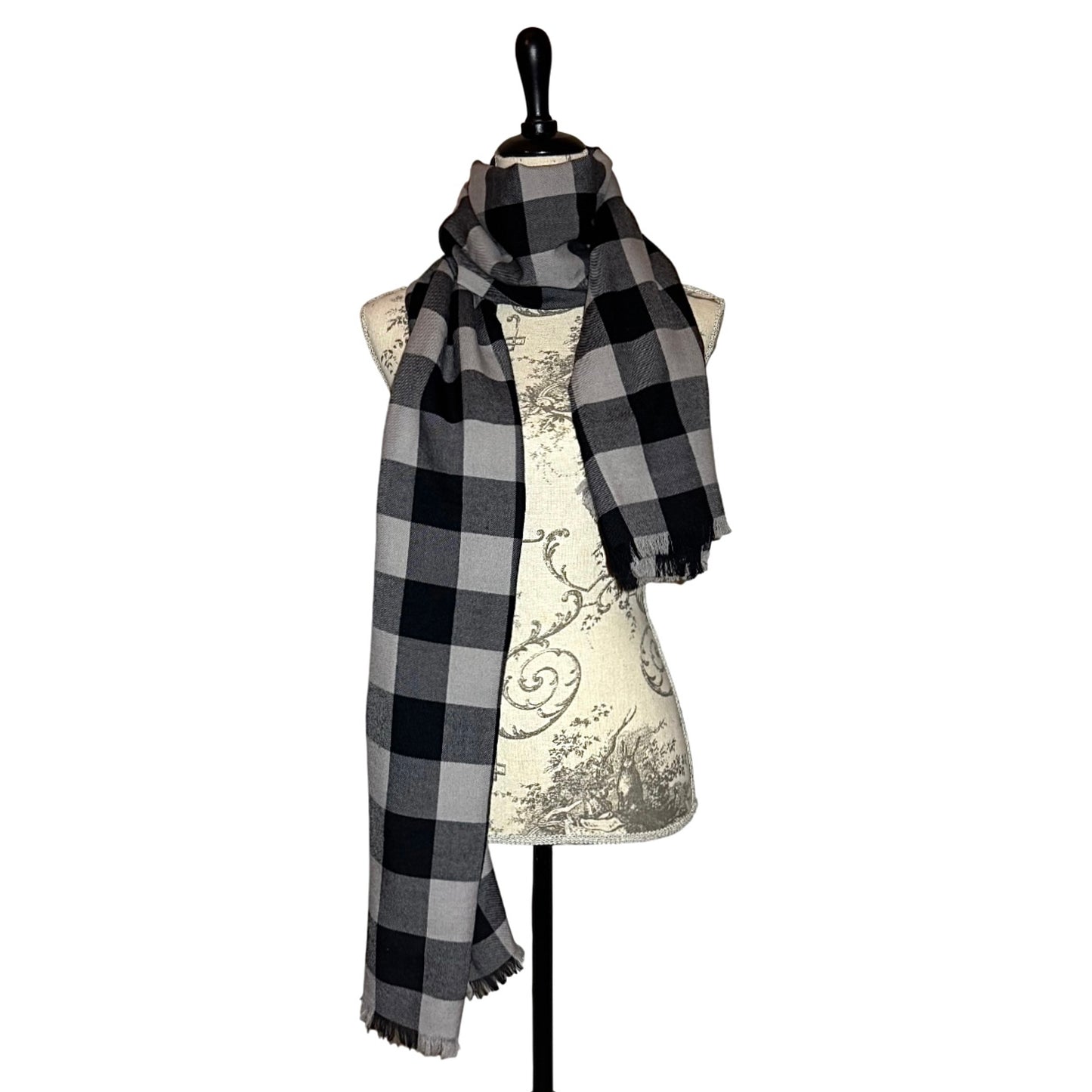 Rick Owens FW25 lightweight Jumbo Plaid wool scarf