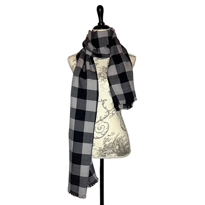 Rick Owens FW25 lightweight Jumbo Plaid wool scarf
