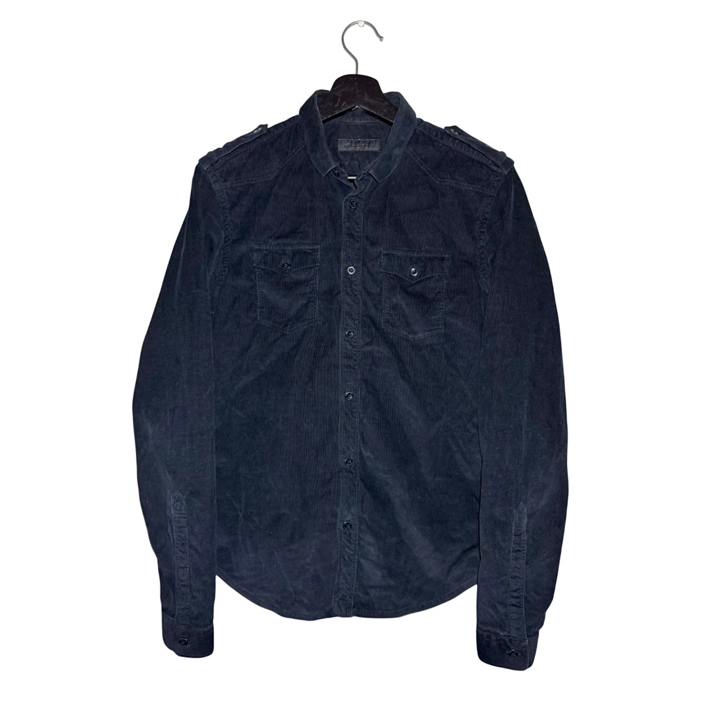 Burberry Prorsum SS14 navy corduroy military shirt