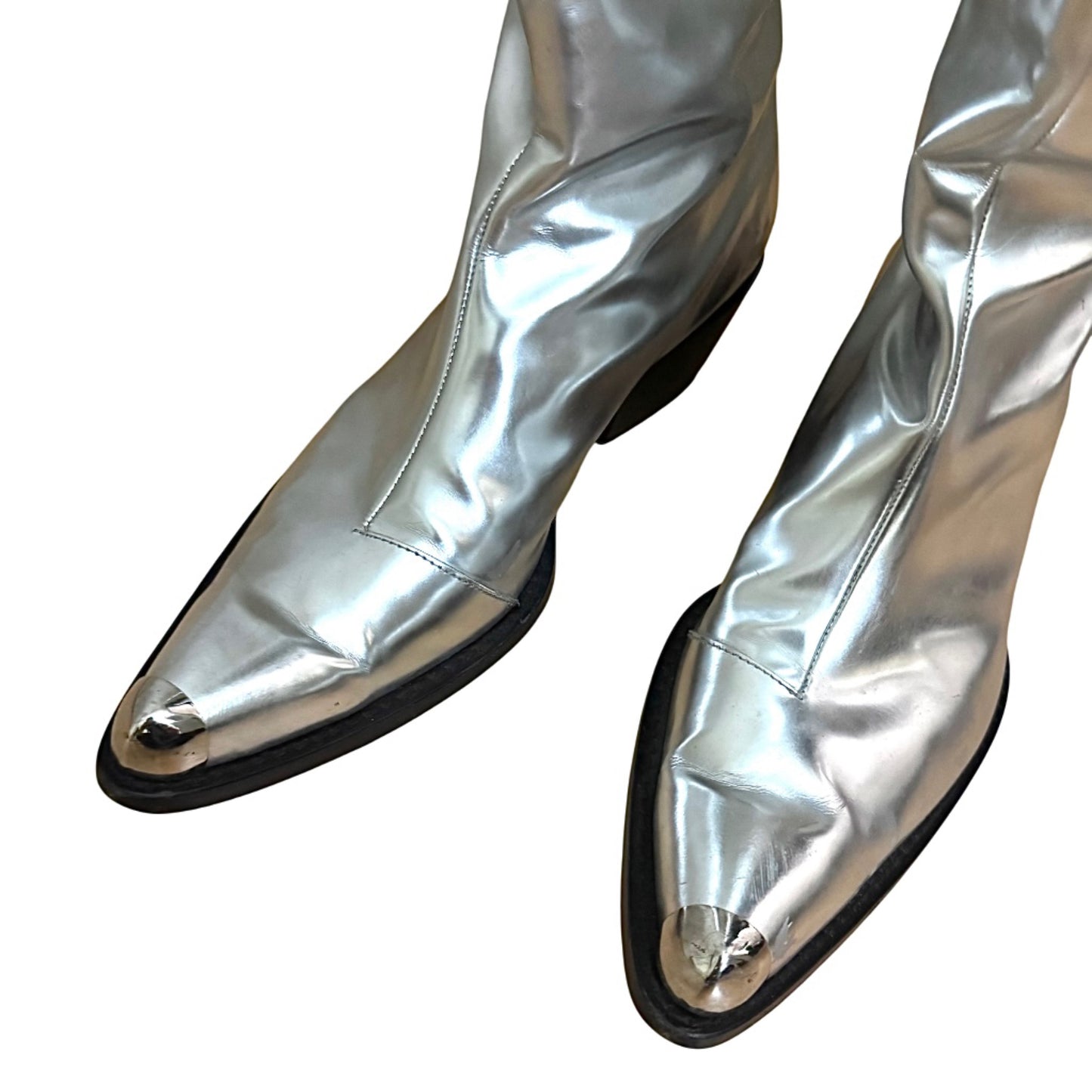 Calvin Klein 205w39nyc FW18 by Raf Simons silver knee high boots