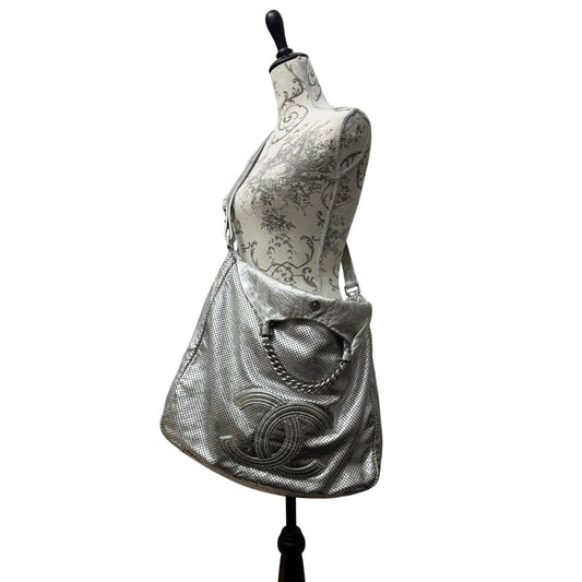 Chanel SS08 silver perforated Rodeo Drive tote bag