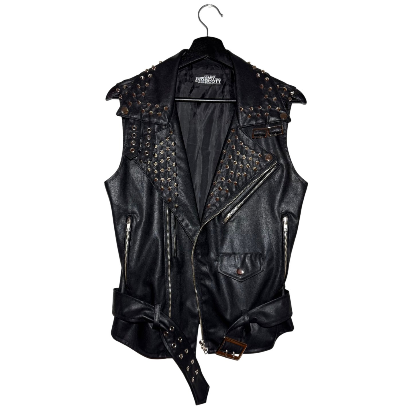 Jeremy Scott studded faux leather biker vest