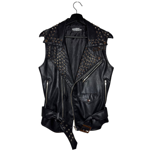 Jeremy Scott studded faux leather biker vest