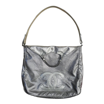 Chanel SS08 silver perforated Rodeo Drive tote bag
