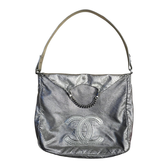 Chanel SS08 silver perforated Rodeo Drive tote bag