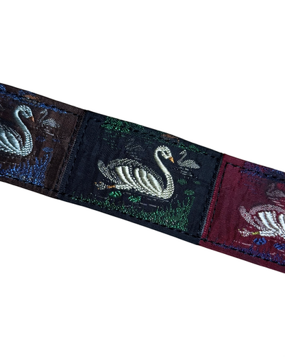 80's Jean Paul Gaultier by Gibo swan embroidery leather belt