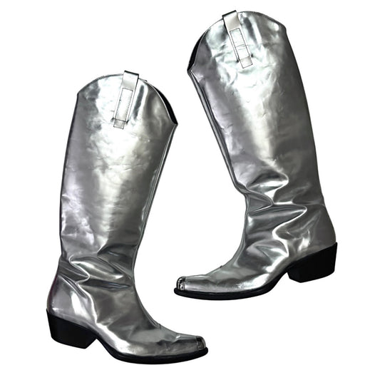 Calvin Klein 205w39nyc FW18 by Raf Simons silver knee high boots