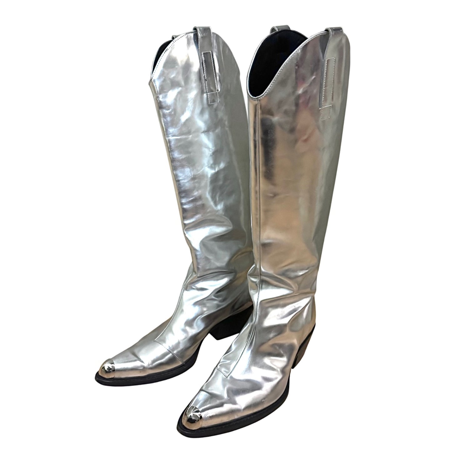 Calvin Klein 205w39nyc FW18 by Raf Simons silver knee high boots
