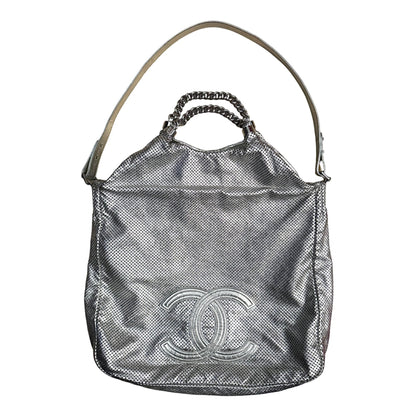 Chanel SS08 silver perforated Rodeo Drive tote bag