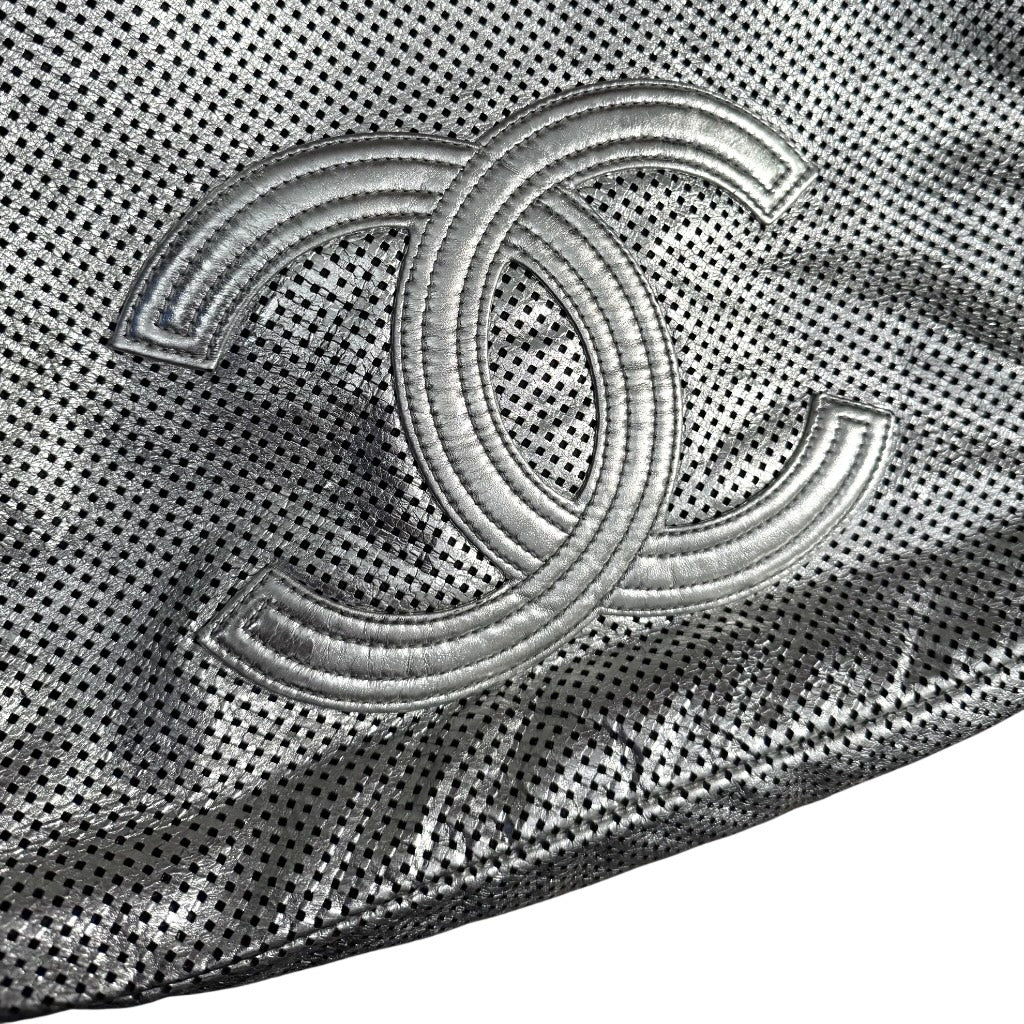 Chanel SS08 silver perforated Rodeo Drive tote bag