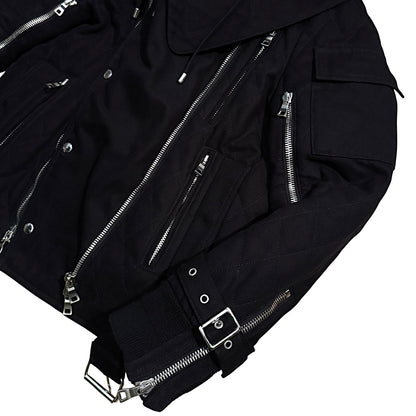 Balmain AW13 quilted raccoon trimmed bondage jacket