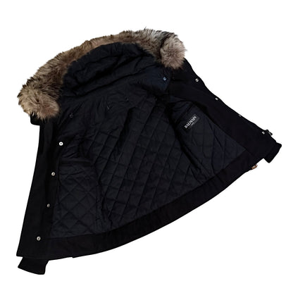 Balmain AW13 quilted raccoon trimmed bondage jacket