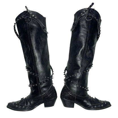 Junya Watanabe x CDG AW06 studded knee-high leather boots