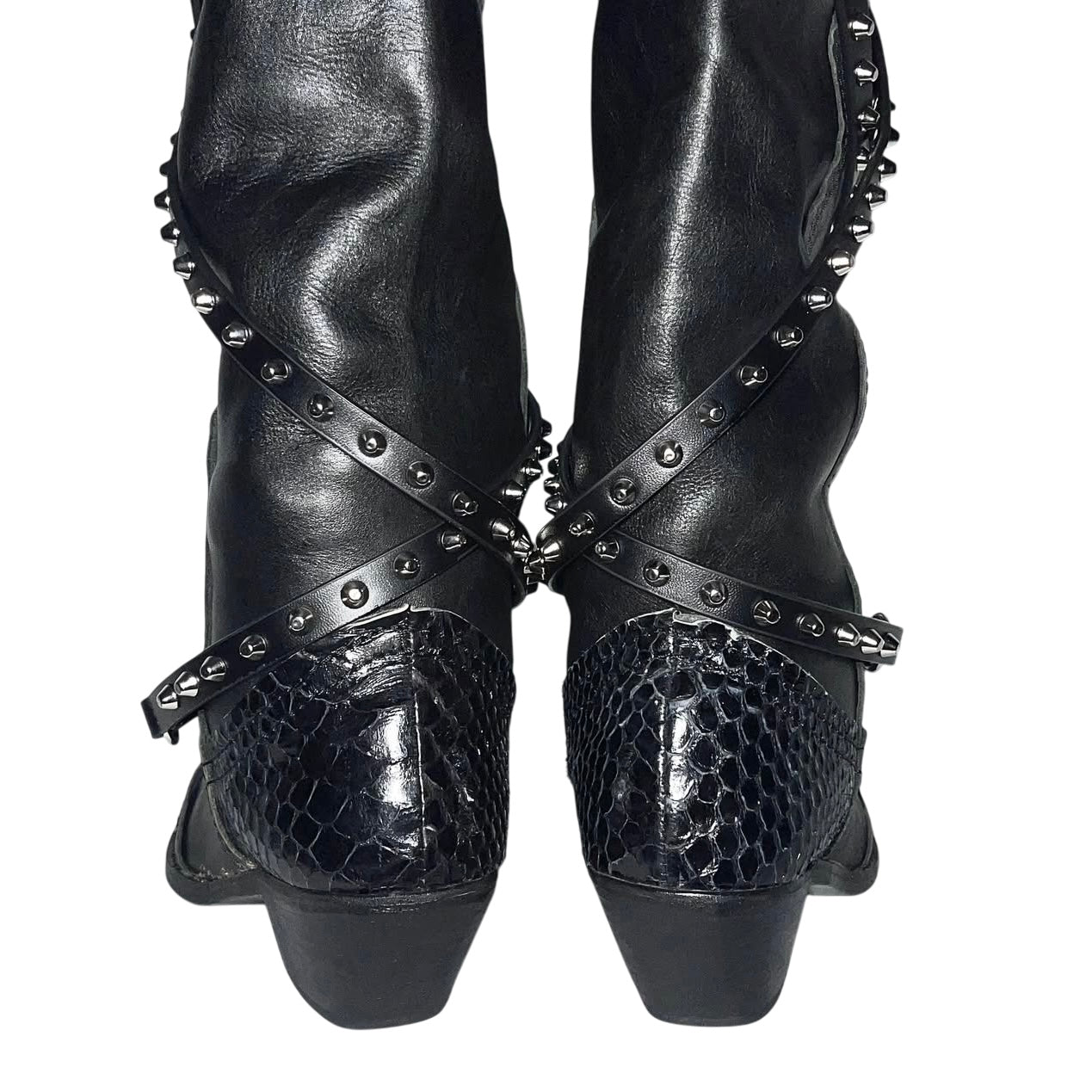 Junya Watanabe x CDG AW06 studded knee-high leather boots