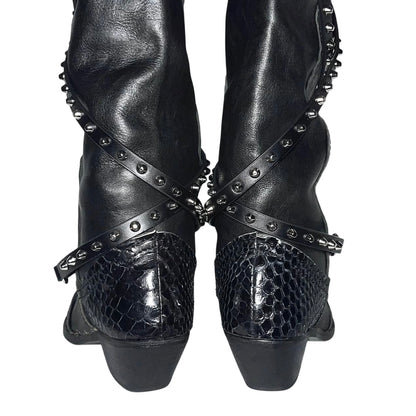Junya Watanabe x CDG AW06 studded knee-high leather boots