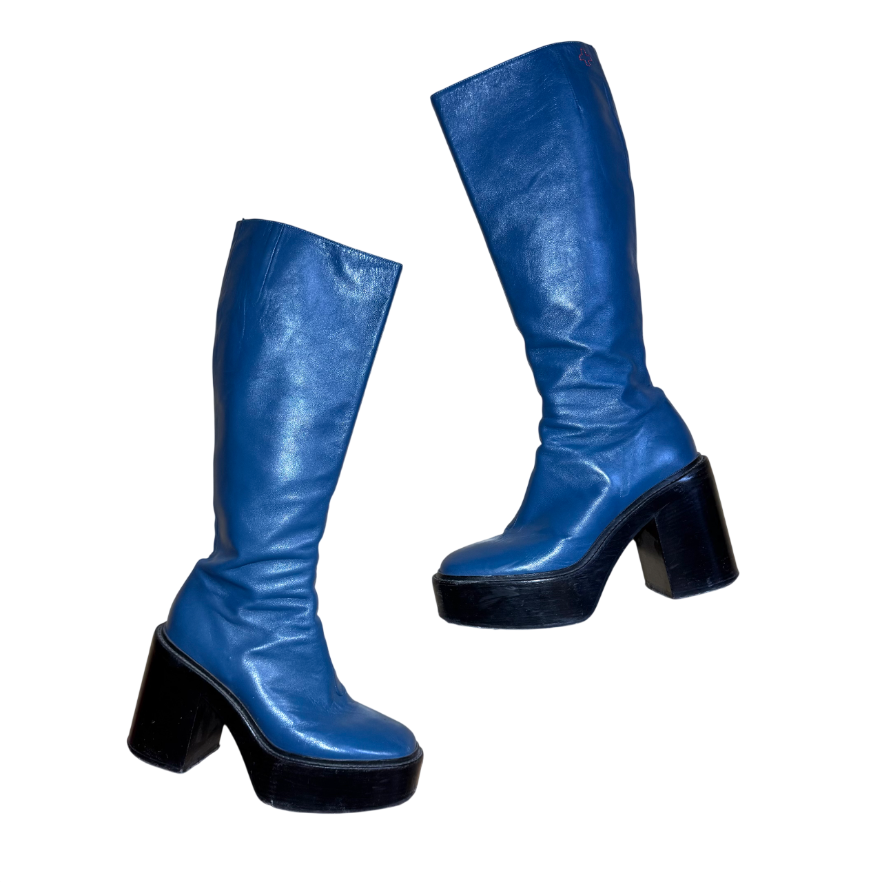 A.F. Vandevorst blue knee-high platform boots