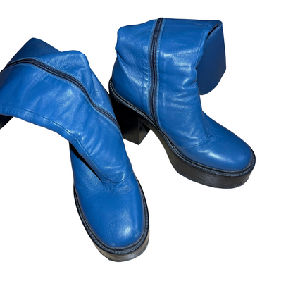 A.F. Vandevorst blue knee-high platform boots
