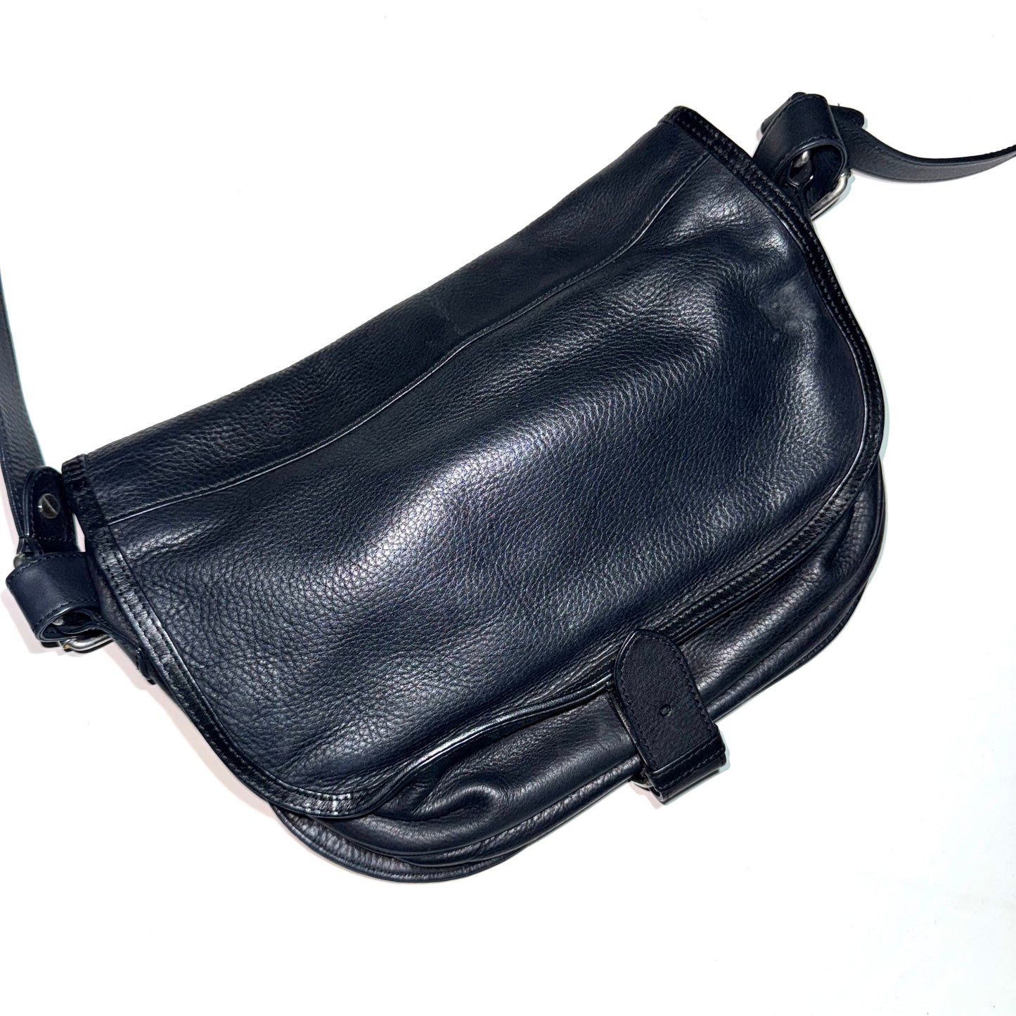 Balmain fringe O-ring leather messenger bag