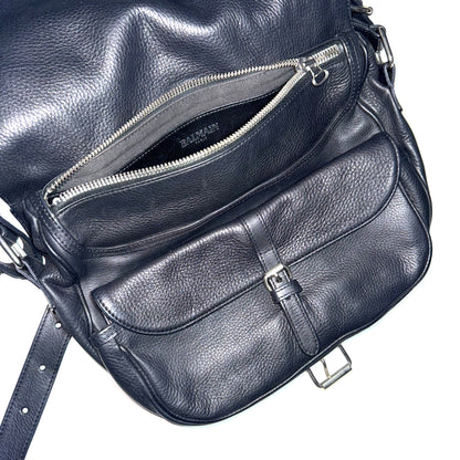 Balmain fringe O-ring leather messenger bag