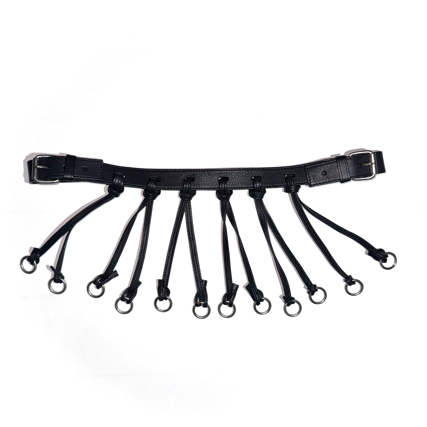 Balmain fringe O-ring leather messenger bag