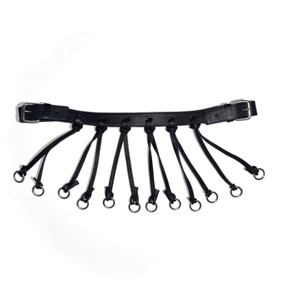 Balmain fringe O-ring leather messenger bag