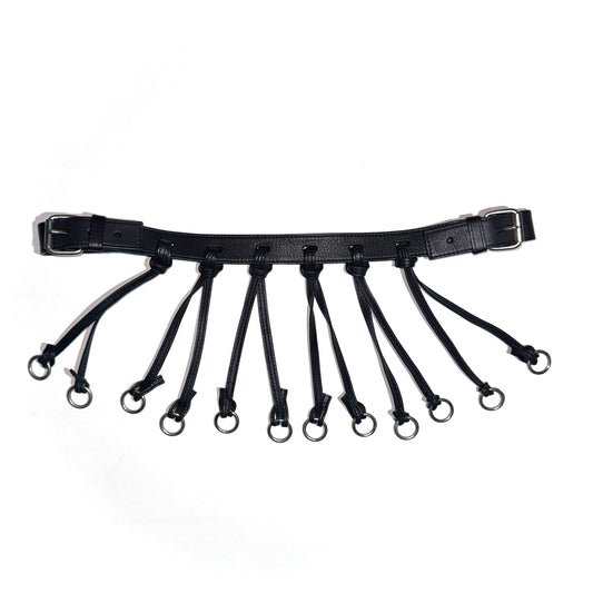 Balmain fringe O-ring leather messenger bag