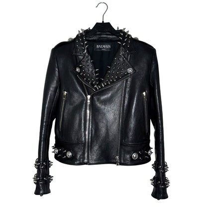 Balmain FW19 studded lambskin biker jacket
