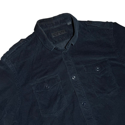 Burberry Prorsum SS14 navy corduroy military shirt