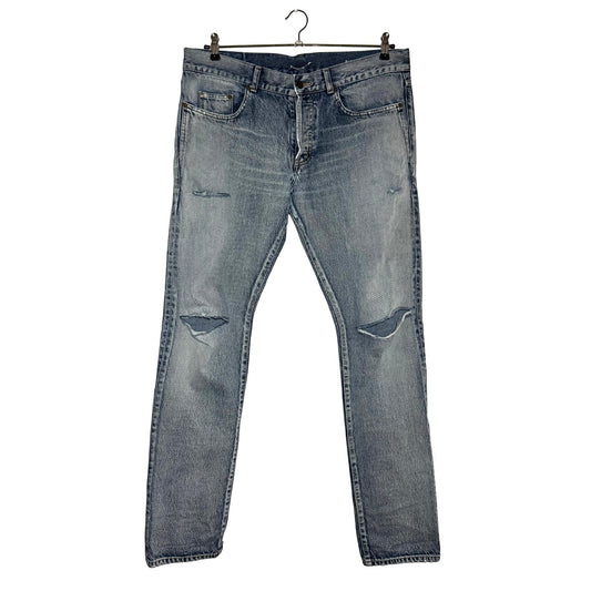 Saint Laurent D18 light wash slit-knee denim
